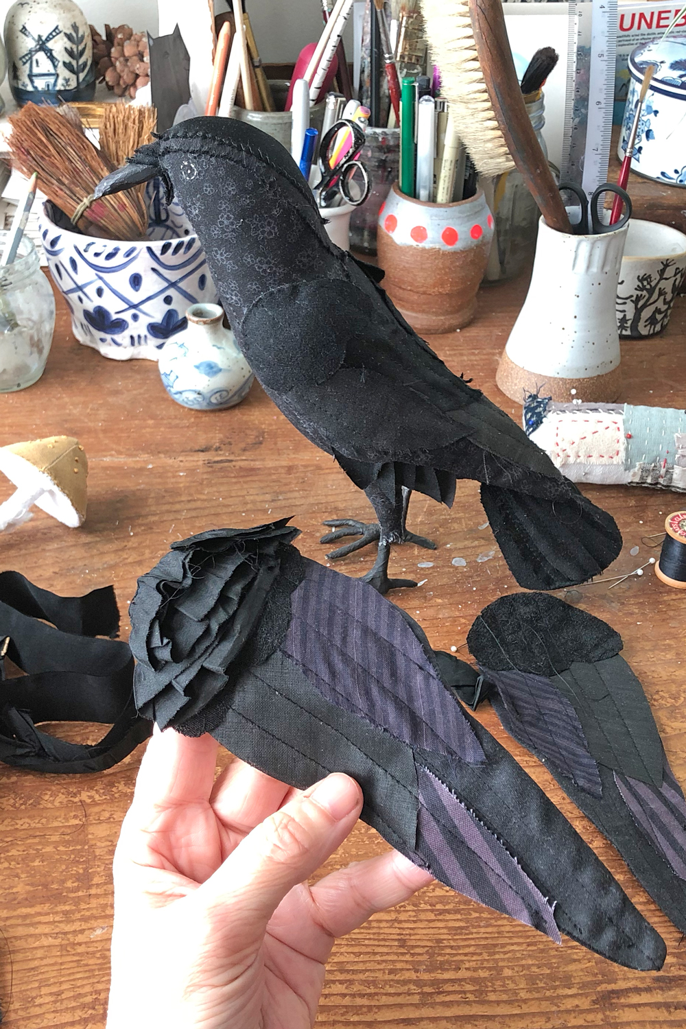 Crow Sew-along Week 2 : Top Secret Trick For Wing Texture – Ann Wood ...